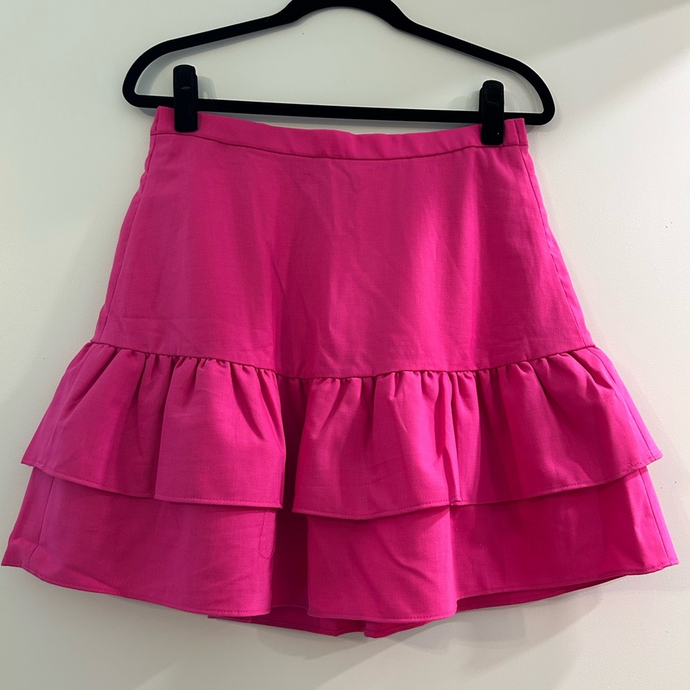 J. Crew Vibrant Pink Tiered Mini Skirt